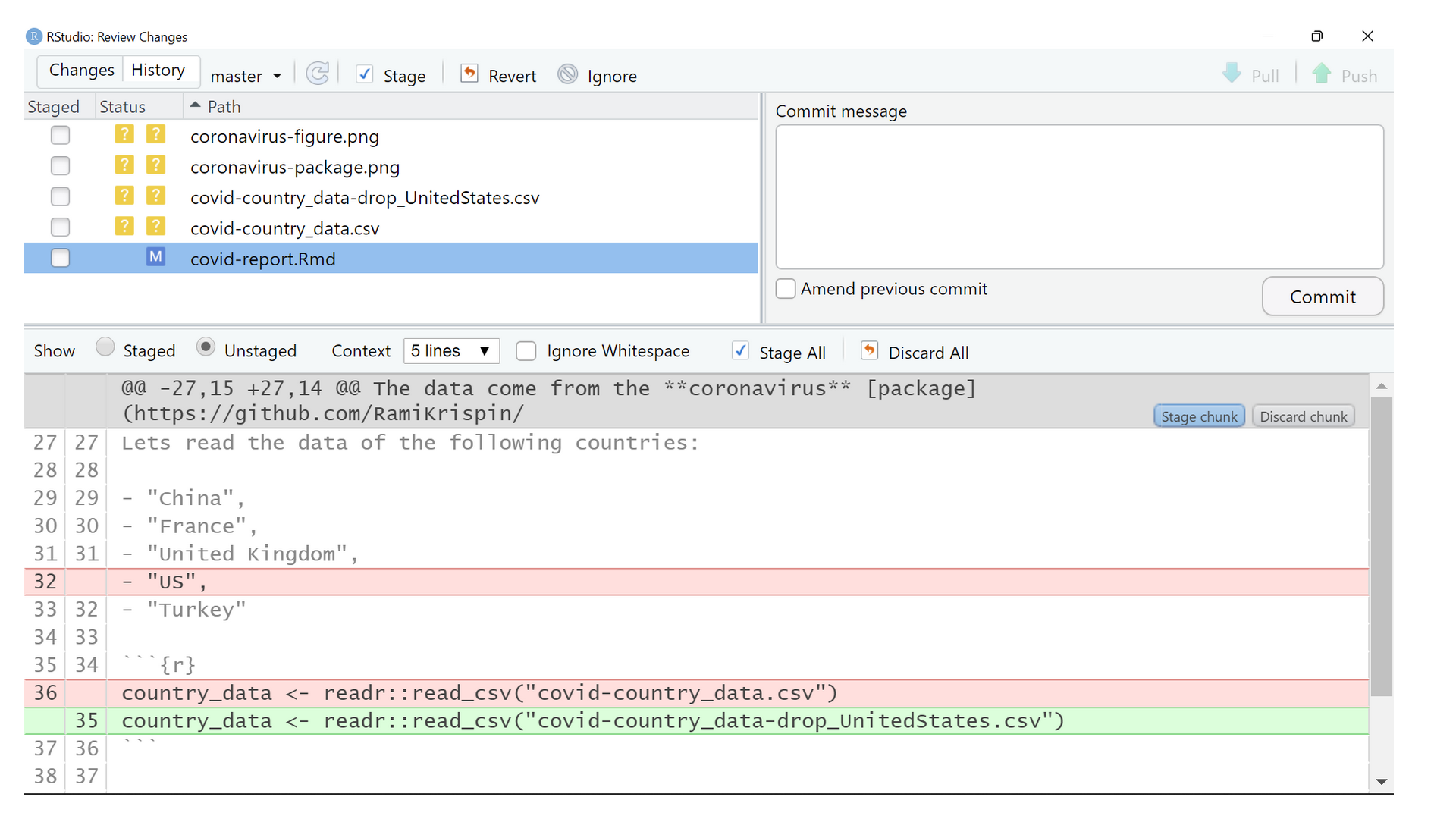 Two related modified lines must be part of the same commit.